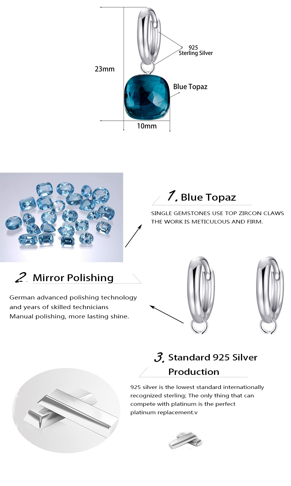 Blue Topaz Drop Earrings for Women